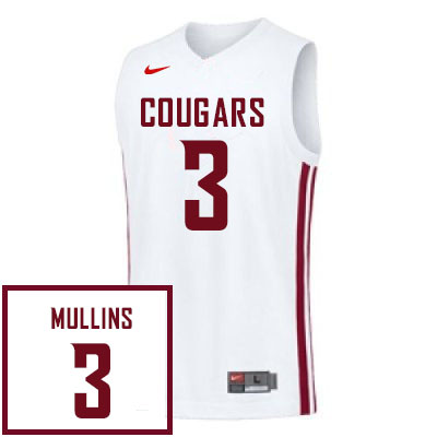 Men #3 Jabe Mullins Washington State Cougars College Basketball Jerseys Sale-White